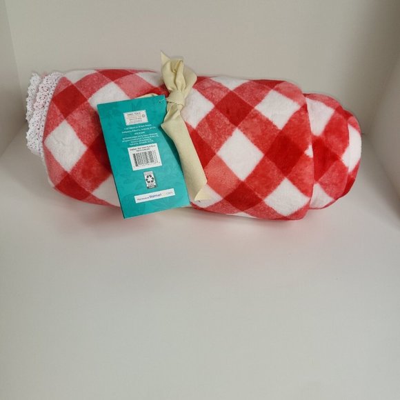The Pioneer Woman Blanket Velvet Plush Throw Gingham Red Check 72" x 50" New - Picture 2 of 15
